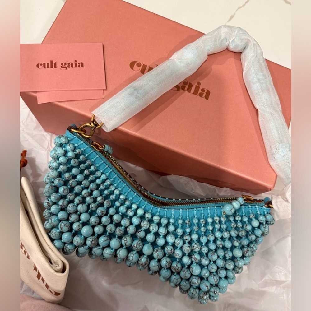 CULT GAIA MERCIER MINI SHOULDER BAG IN IBIZA TURQUOISE NIB - Picture 11 of 12